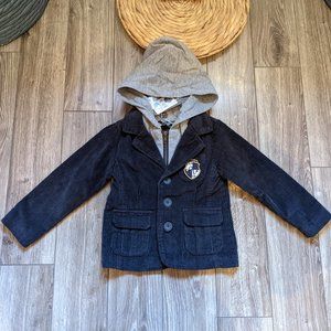 NWT Toddler Boy (3T) - KID'S GRAFFITI Convertible Corduroy Hoodie Blazer